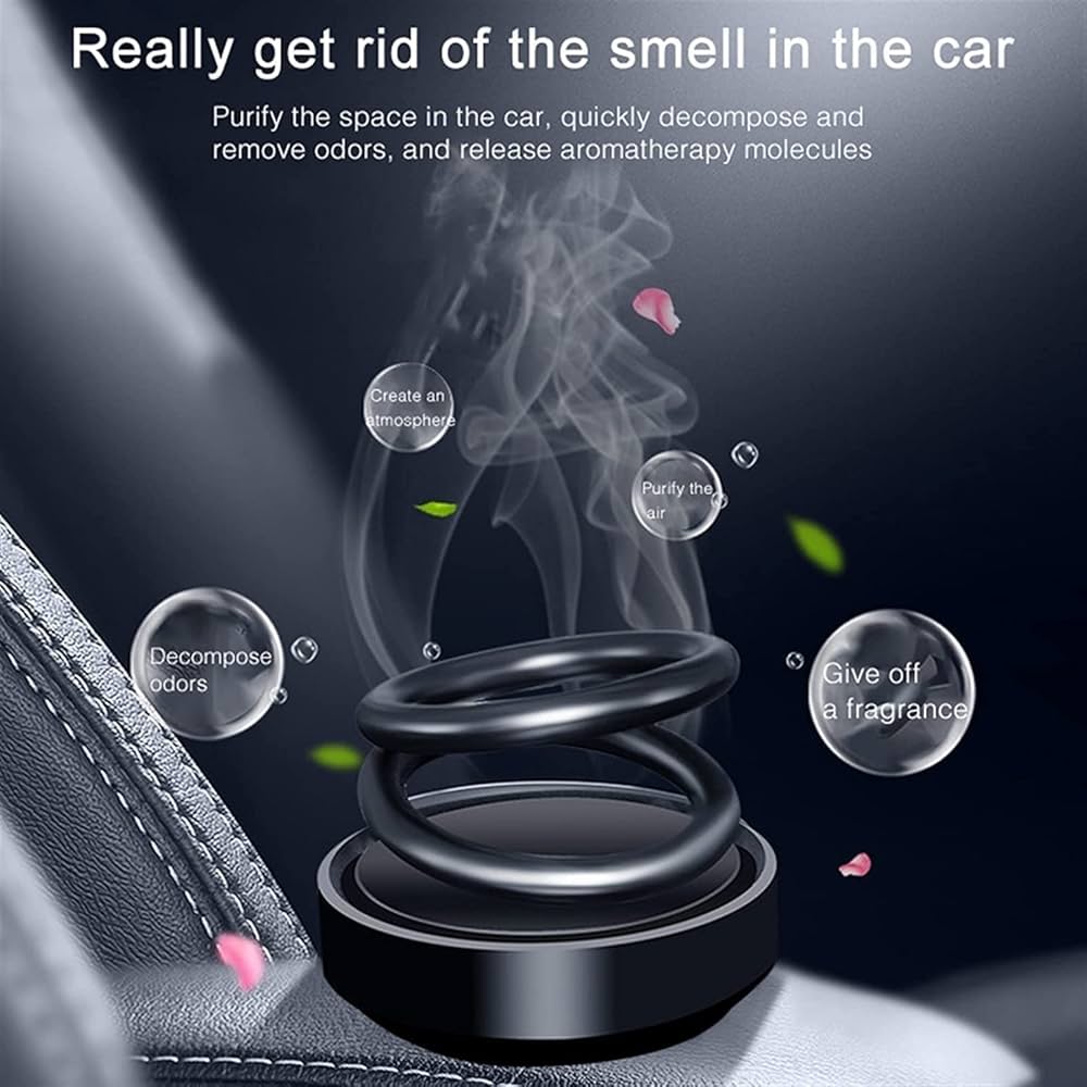 Car Perfume Diffuser Air Aromatherapy Double Ring Rotating Solar Powered Car Perfume