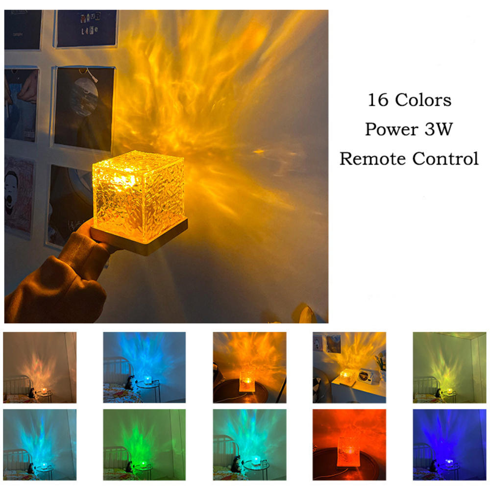 Dynamic Rotating Water Ripple Projector Night Light 3/16 Colors