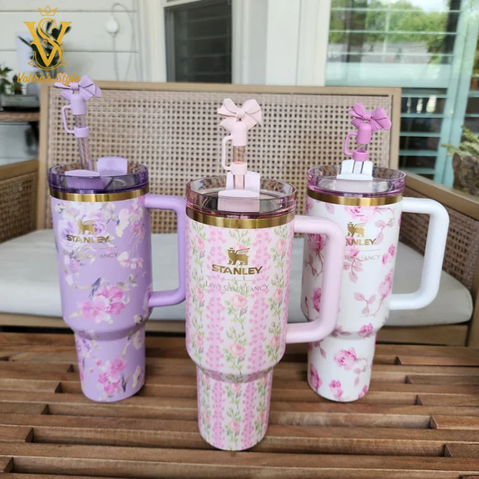 🥤✨ Vohras Style Premium Floral Bliss-Style Stanley Tumbler 🌈💖